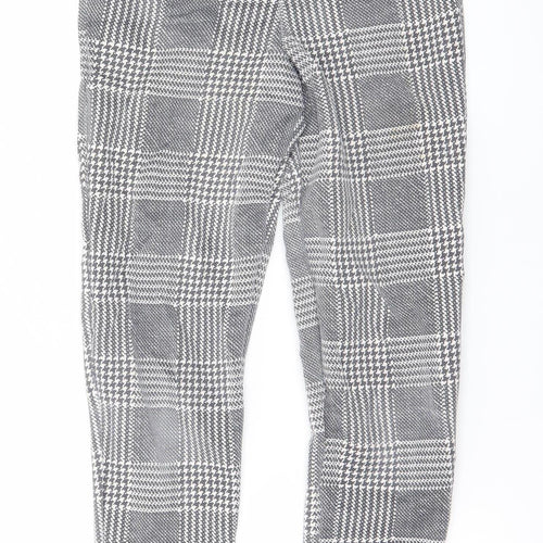 Boohoo Women Grey Check Slim Tapered Trousers Size 6