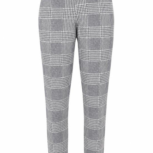Boohoo Women Grey Check Slim Tapered Trousers Size 6