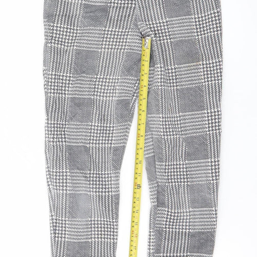 Boohoo Women Grey Check Slim Tapered Trousers Size 6