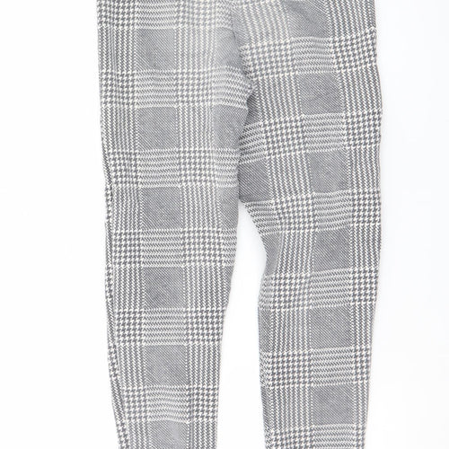 Boohoo Women Grey Check Slim Tapered Trousers Size 6