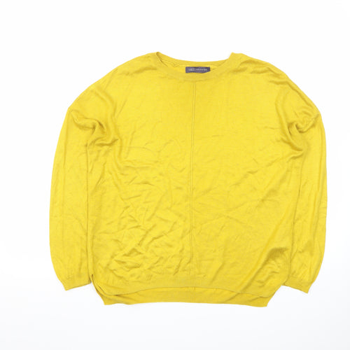 Marks and Spencer Womens Yellow Cotton Modal Crew Neck Jumper M
