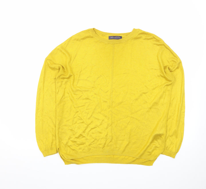 Marks and Spencer Womens Yellow Cotton Modal Crew Neck Jumper M