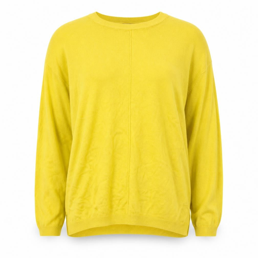 Front view of Marks & Spencer women’s yellow cotton modal crew neck jumper m