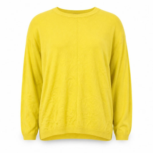 Front view of Marks & Spencer women’s yellow cotton modal crew neck jumper m