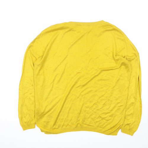 Marks and Spencer Womens Yellow Cotton Modal Crew Neck Jumper M