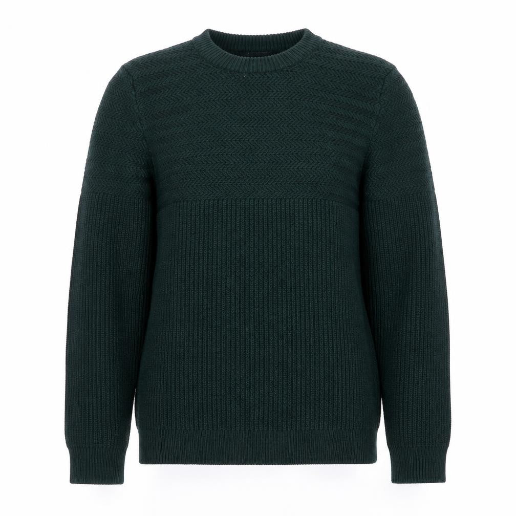Topman Men's Green Chunky Knit Crew Neck Jumper Size L