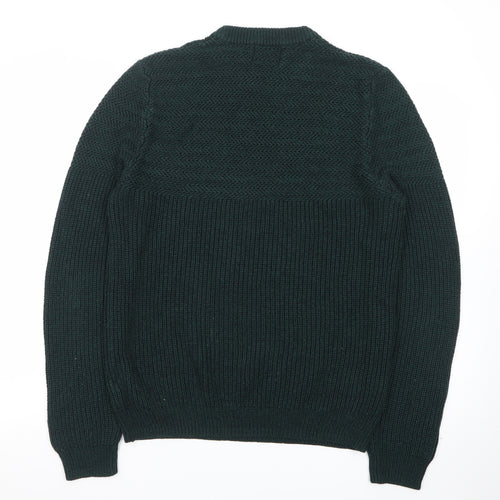 Topman Men's Green Chunky Knit Crew Neck Jumper Size L