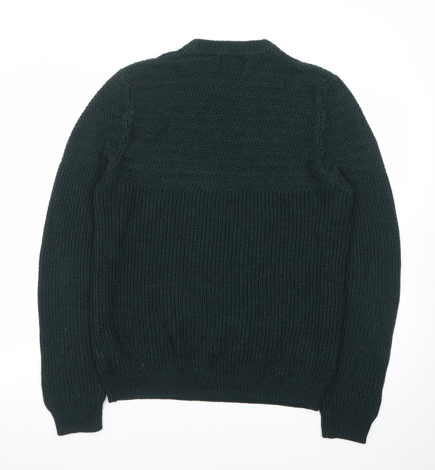Topman Men's Green Chunky Knit Crew Neck Jumper Size L