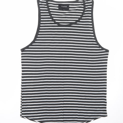 Firetrap Men's Black Striped Sleeveless Cotton Tank Top L