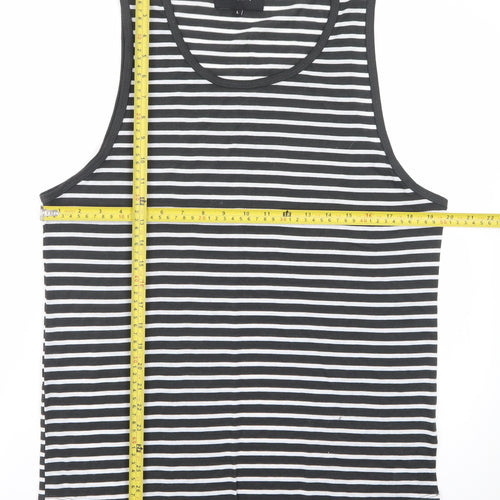 Firetrap Men's Black Striped Sleeveless Cotton Tank Top L