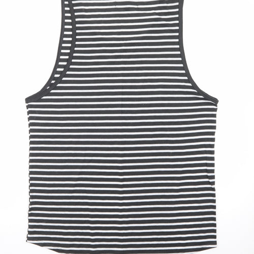 Firetrap Men's Black Striped Sleeveless Cotton Tank Top L