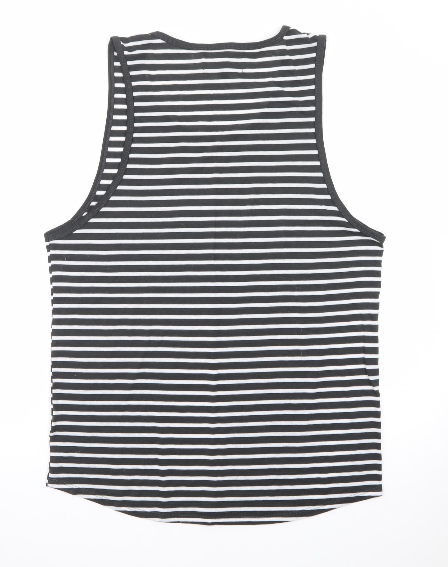 Firetrap Men's Black Striped Sleeveless Cotton Tank Top L