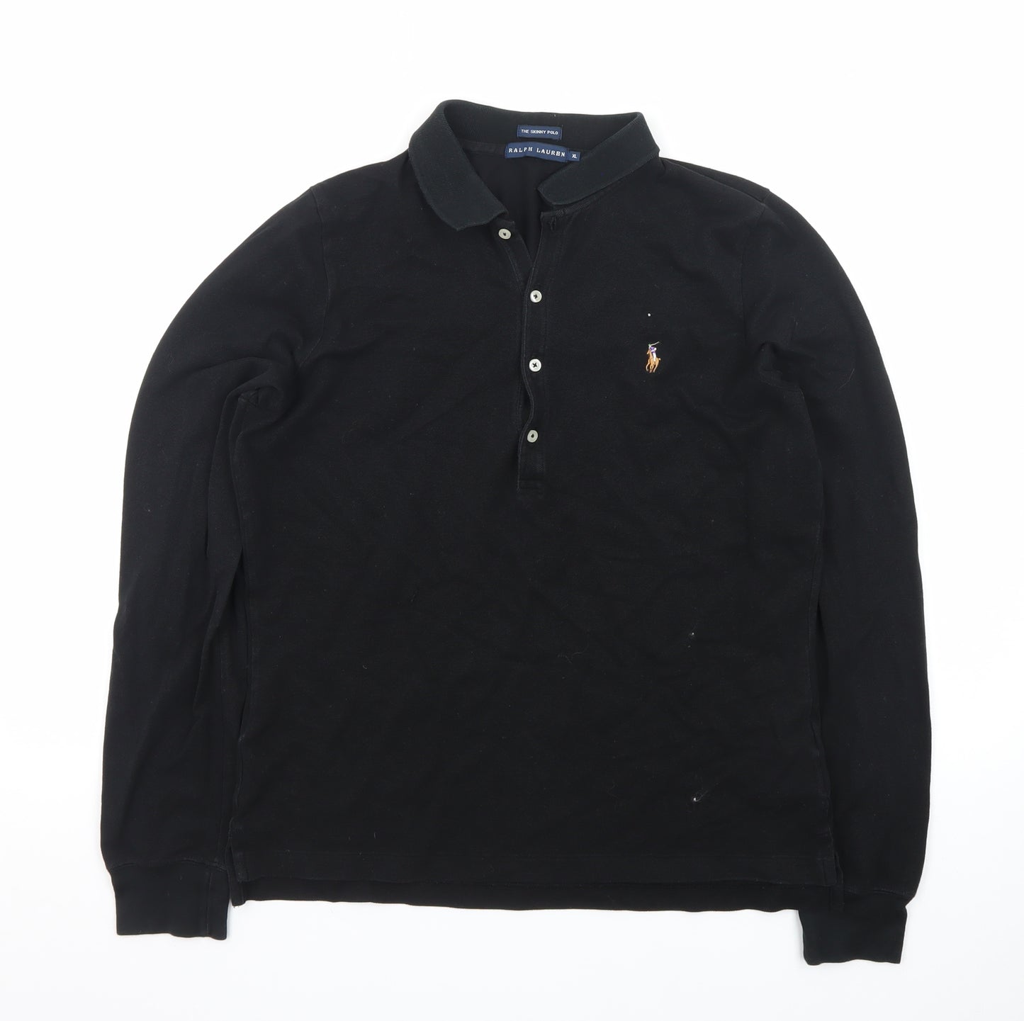 Ralph Lauren Men's Black XL Slim Fit Cotton Henley Jumper