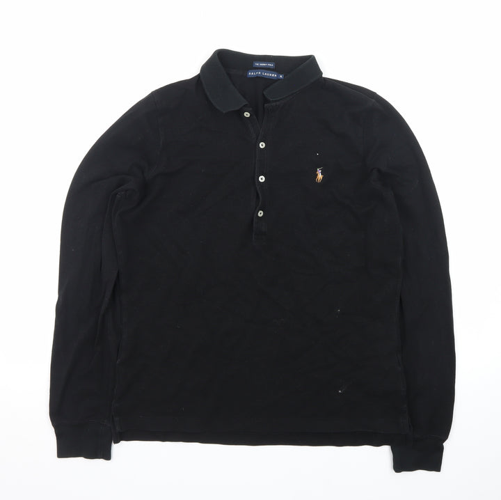 Ralph Lauren Men's Black XL Slim Fit Cotton Henley Jumper