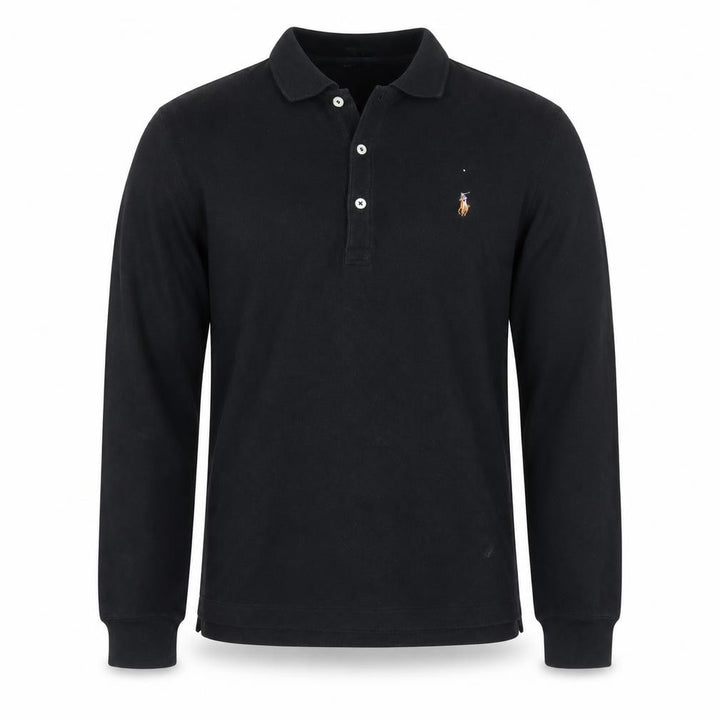 Ralph Lauren Men's Black XL Slim Fit Cotton Henley Jumper