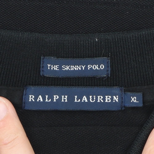 Ralph Lauren Men's Black XL Slim Fit Cotton Henley Jumper