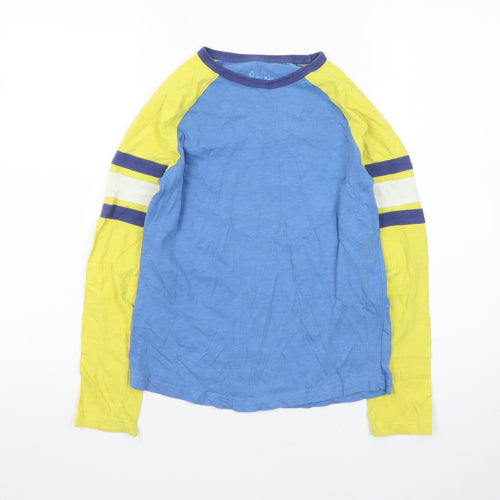 Boden Boys Blue & Yellow Long Sleeve Colourblock Cotton T-Shirt 11-12 Years