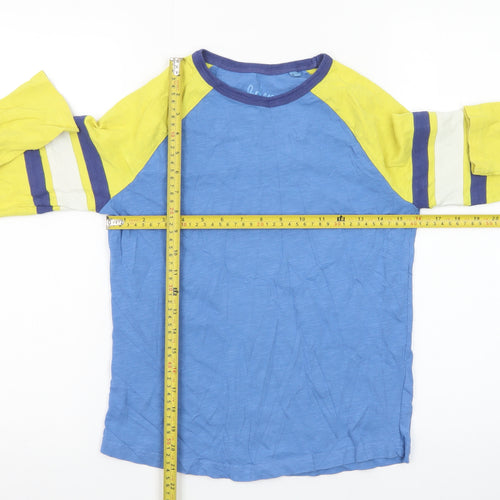 Boden Boys Blue & Yellow Long Sleeve Colourblock Cotton T-Shirt 11-12 Years