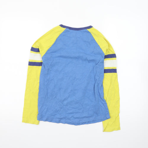 Boden Boys Blue & Yellow Long Sleeve Colourblock Cotton T-Shirt 11-12 Years