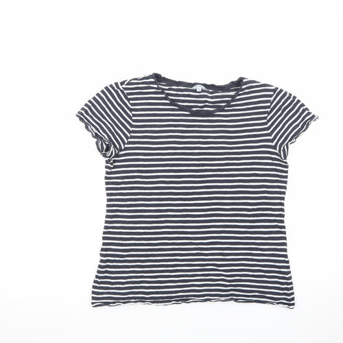 Jigsaw Women's Black Striped Cotton T-Shirt Size S