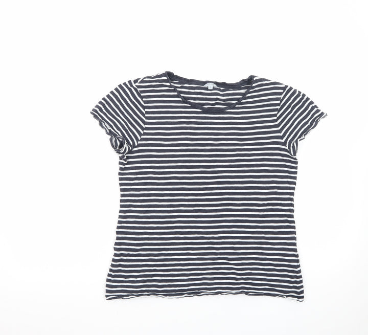 Jigsaw Women's Black Striped Cotton T-Shirt Size S