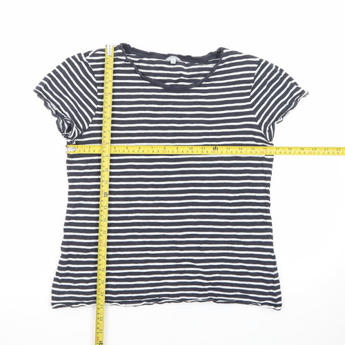 Jigsaw Women's Black Striped Cotton T-Shirt Size S