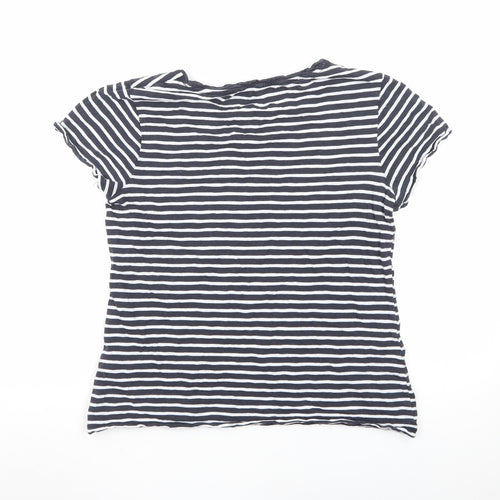 Jigsaw Women's Black Striped Cotton T-Shirt Size S