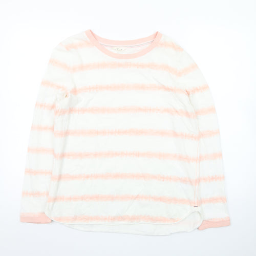 White Stuff Womens Pink Striped Long Sleeve Cotton T-Shirt UK 14