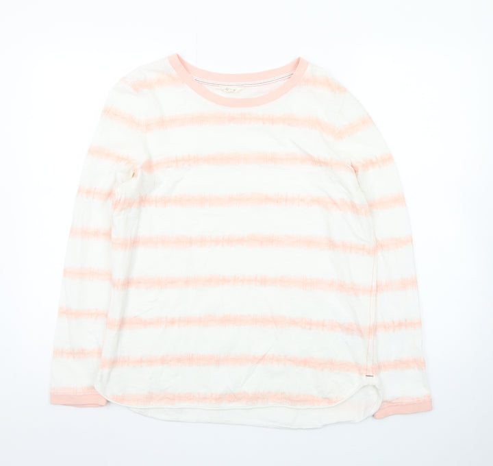 White Stuff Womens Pink Striped Long Sleeve Cotton T-Shirt UK 14