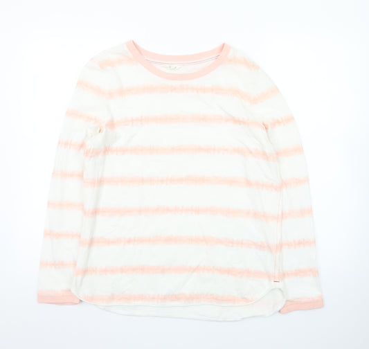 White Stuff Womens Pink Striped Long Sleeve Cotton T-Shirt UK 14