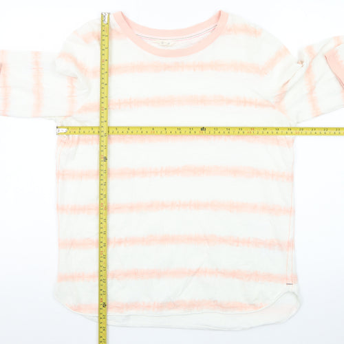 White Stuff Womens Pink Striped Long Sleeve Cotton T-Shirt UK 14