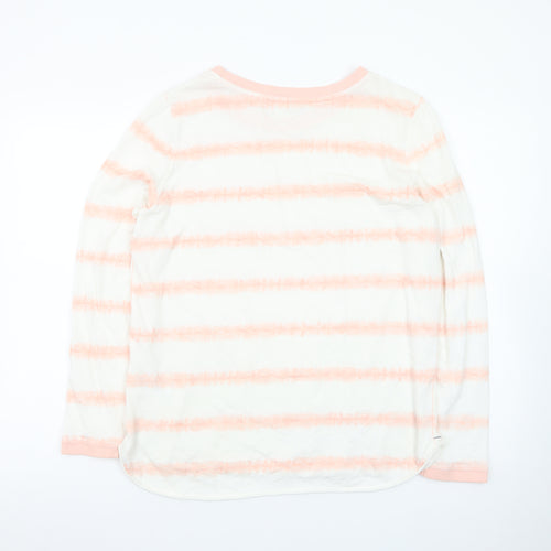 White Stuff Womens Pink Striped Long Sleeve Cotton T-Shirt UK 14