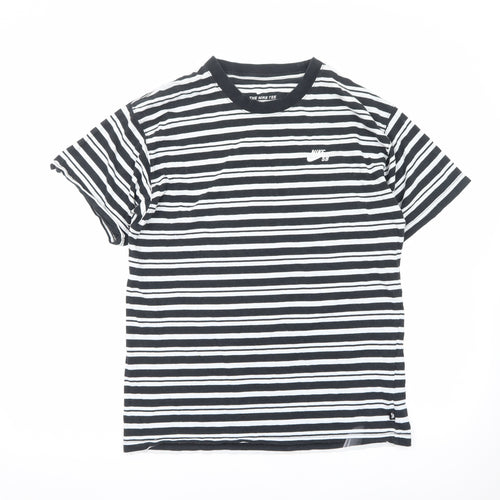 Nike SB Men's Black White Striped Crew Neck Short Sleeve T-Shirt S