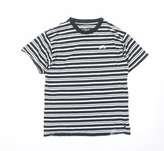 Nike SB Men's Black White Striped Crew Neck Short Sleeve T-Shirt S