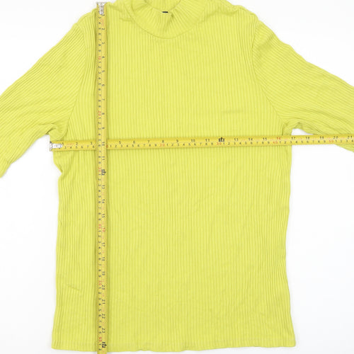 Marks and Spencer Women Yellow Mock Neck Ribbed T-Shirt Size 16