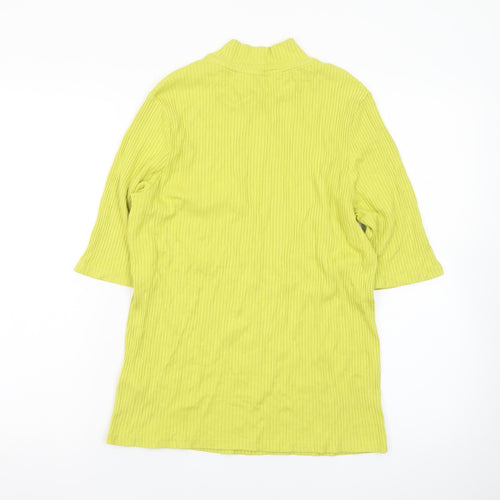 Marks and Spencer Women Yellow Mock Neck Ribbed T-Shirt Size 16