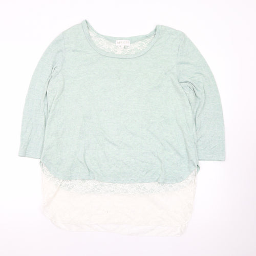 Apricot Women’s Green Lace Hem Pullover Jumper UK 14