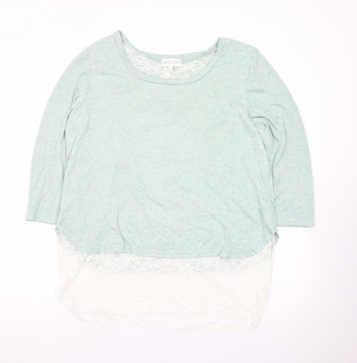 Apricot Women’s Green Lace Hem Pullover Jumper UK 14