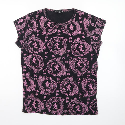 NEW girl ORDER Womens Black Dragon Print T-Shirt Size 14