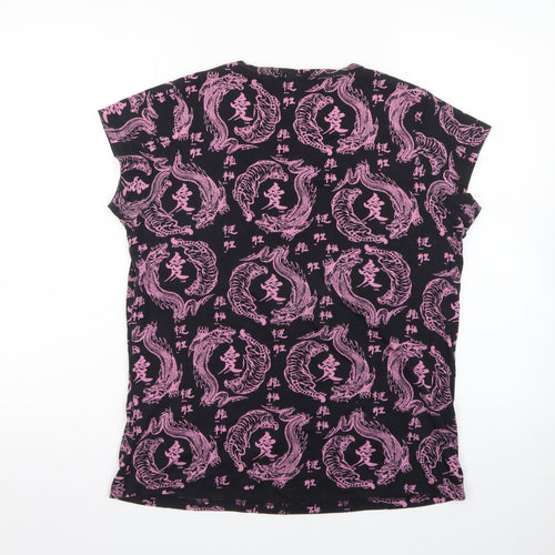 NEW girl ORDER Womens Black Dragon Print T-Shirt Size 14