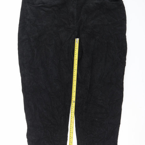Great Plains Women's Black Corduroy Straight Leg Trousers Size 16