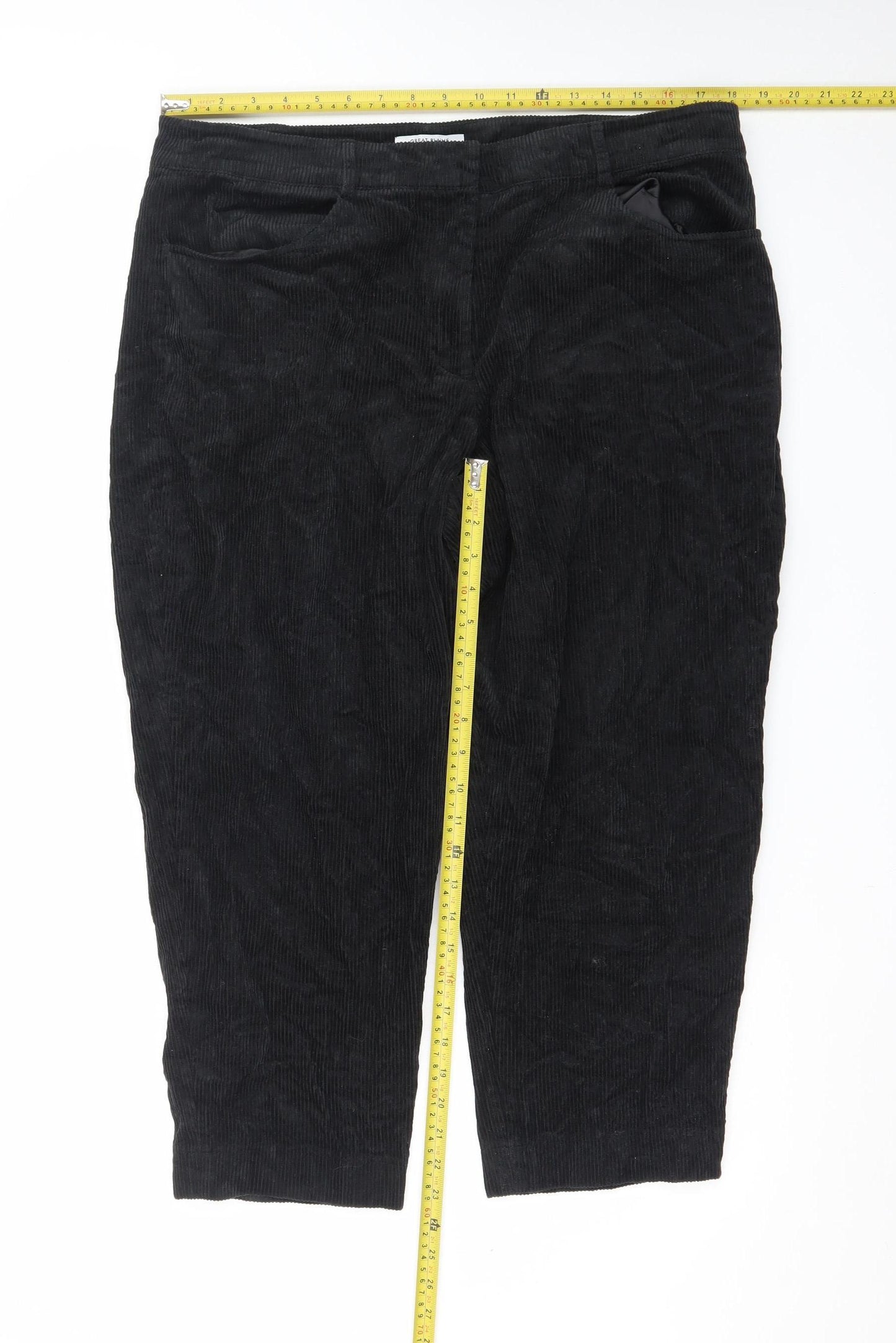 Great Plains Women's Black Corduroy Straight Leg Trousers Size 16