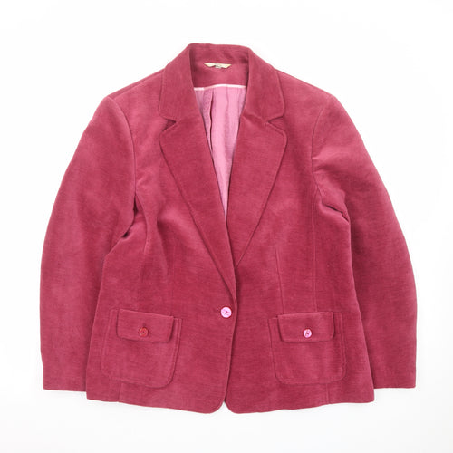 Klass Collection Women Pink Corduroy Blazer Jacket Size 18 Long Sleeve