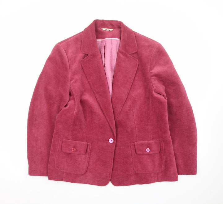 Klass Collection Women Pink Corduroy Blazer Jacket Size 18 Long Sleeve