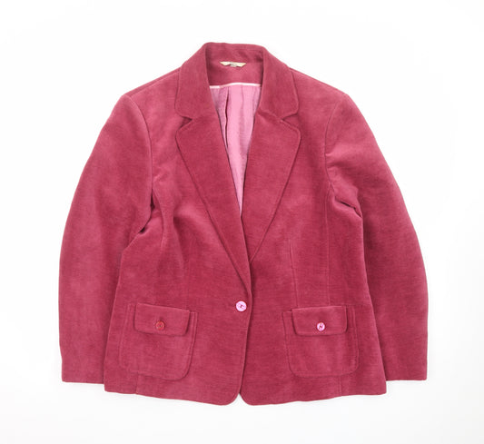 Klass Collection Women Pink Corduroy Blazer Jacket Size 18 Long Sleeve