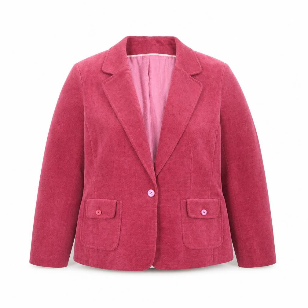 Klass Collection Women Pink Corduroy Blazer Jacket Size 18 Long Sleeve