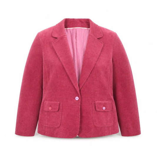 Klass Collection Women Pink Corduroy Blazer Jacket Size 18 Long Sleeve