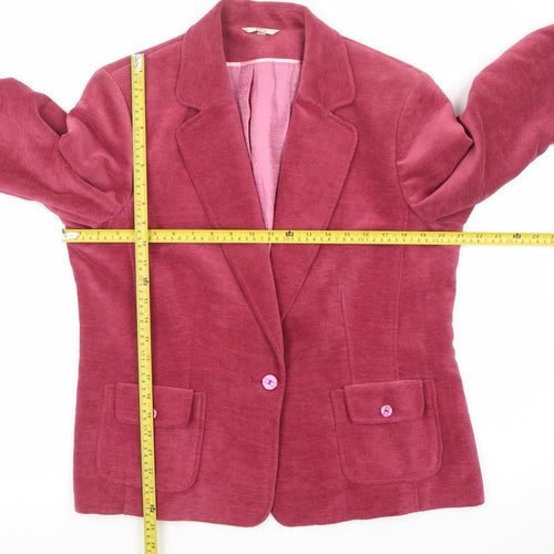 Klass Collection Women Pink Corduroy Blazer Jacket Size 18 Long Sleeve