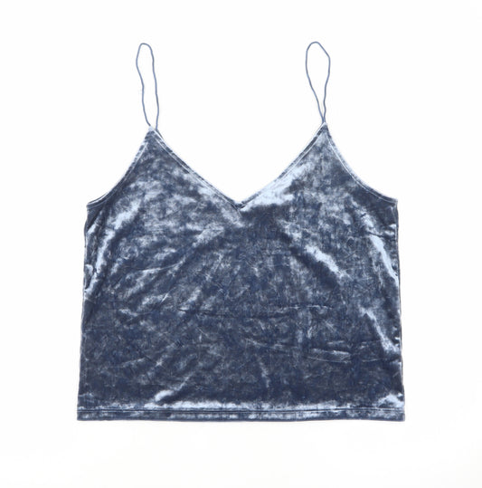 H&M Women Blue Velvet Camisole Vest Top Size M