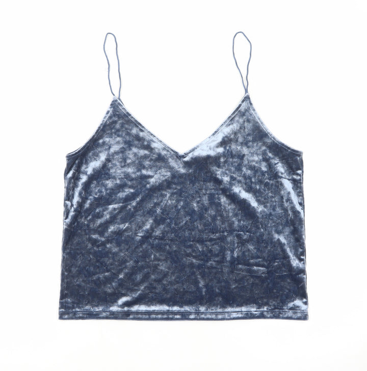 H&M Women Blue Velvet Camisole Vest Top Size M